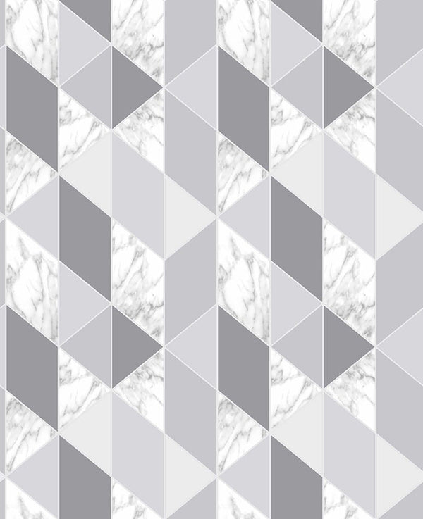 Szaro-srebrna tapeta papierowa geometryczna outlet 106933_outlet