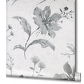 Tapeta winylowa na flizelinie w szare kwiaty 32456