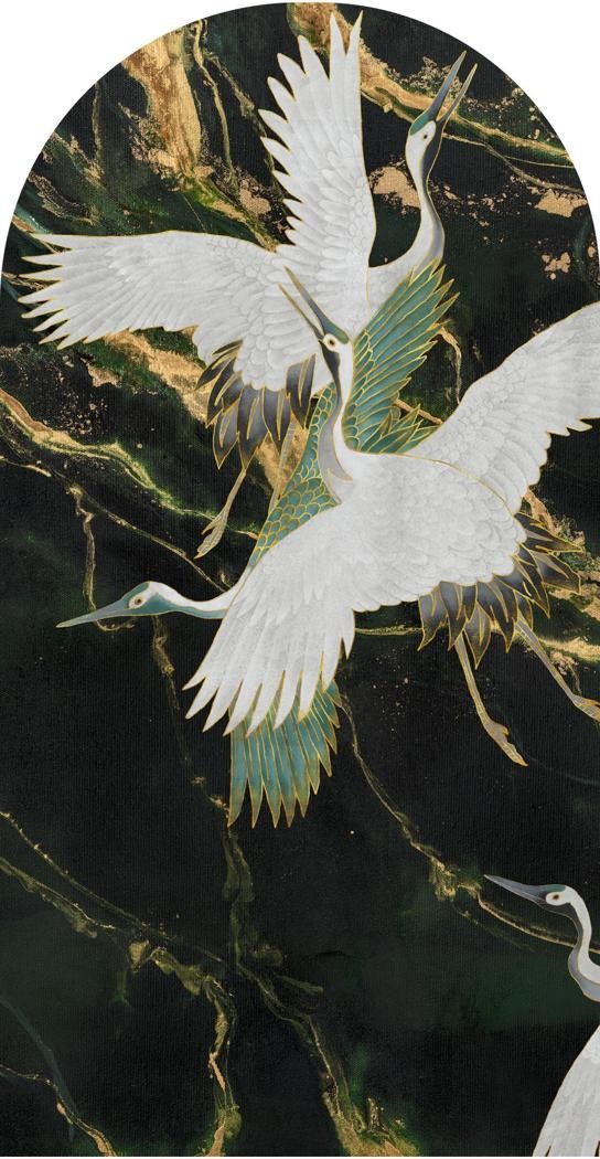 Fototapeta w kształcie łuku - Emerald Tsuru TapetaLukEmeraldTsuru