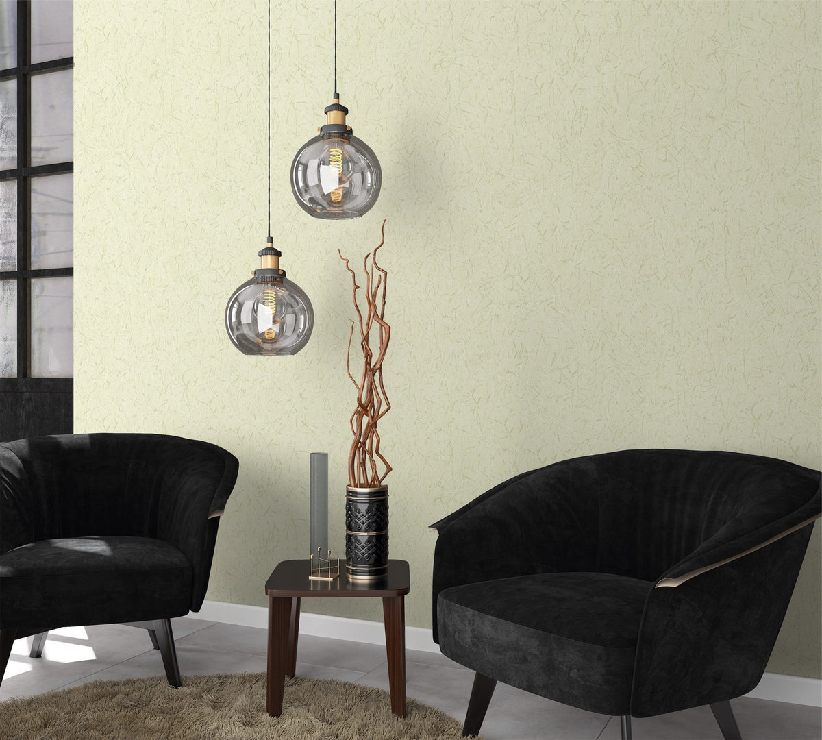 Jasnozielona tapeta winylowa z tłoczonym wzorem 74592_outlet