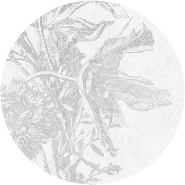 Fototapeta w kształcie koła - Szare kwiaty TapetaKoloLightFlower