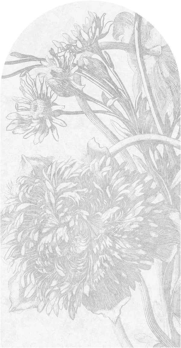 Fototapeta w kształcie łuku - Szare kwiaty TapetaLukLightFlower