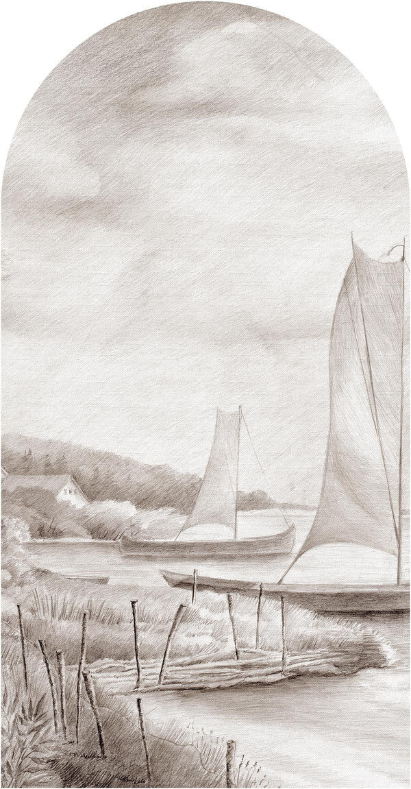 Fototapeta w kształcie łuku - Płynące żaglówki TapetaLukRegatta