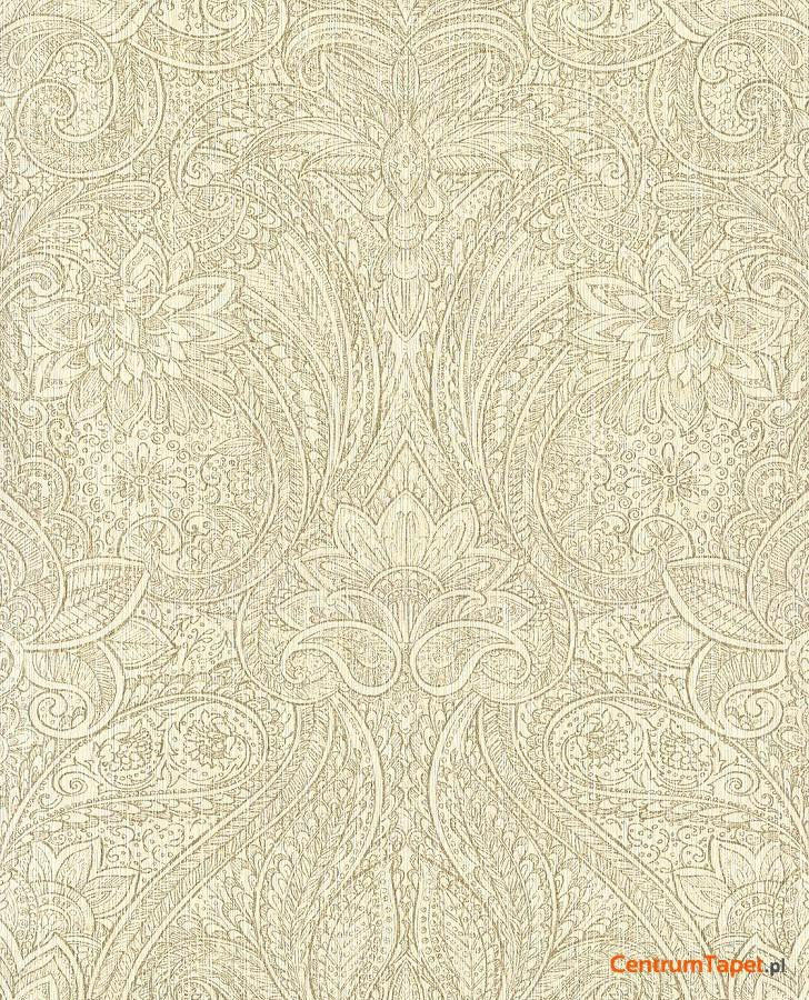 Jasny delikatny roślinny ornament paisley z cienkimi beżowymi liniami Sundari 375120