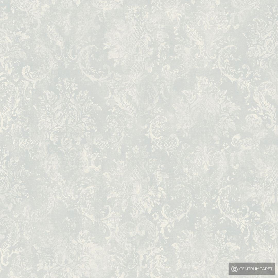 Bardzo jasny szarobłękitny ornament o roślinnych zarysach na tapecie Galerie SD36105