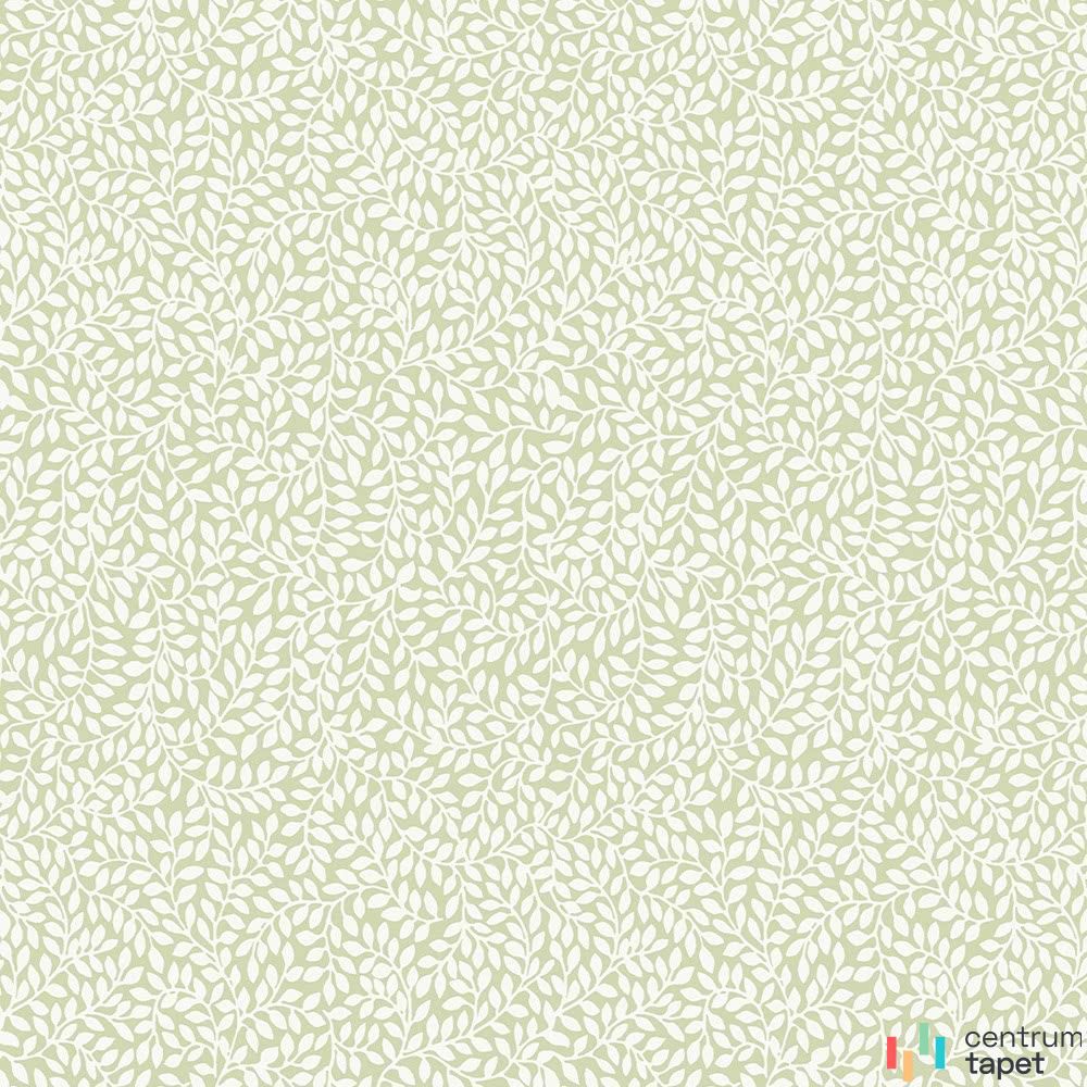 Tapeta Laura Ashley 113352 – gęste białe listki na gałązkach, jasnozielone tło
