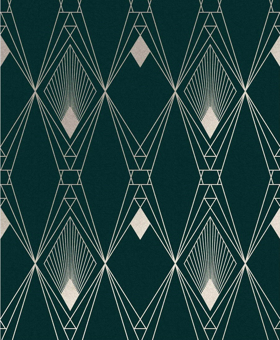 Zielona geometria z wydłużonymi rombami Next 118315