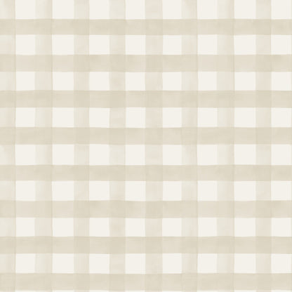 Beżowa krata z szerokimi pasami na jasnym podłożu, tapeta papierowa Holden 13290
