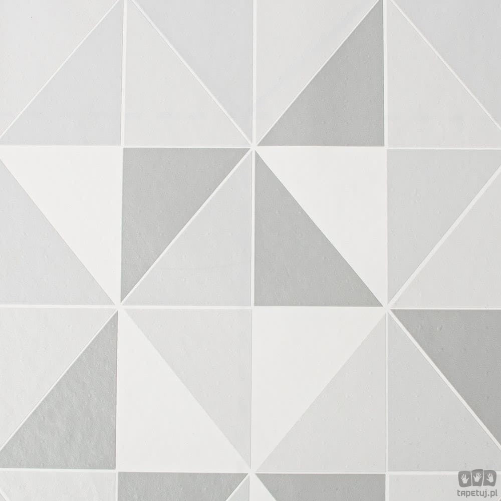 Biało-szara tapeta z geometrycznym motywem 3D 112646_outlet