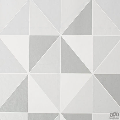 Biało-szara tapeta z geometrycznym motywem 3D 112646_outlet