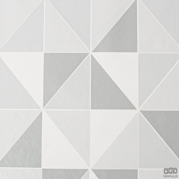 Biało-szara tapeta z geometrycznym motywem 3D 112646_outlet