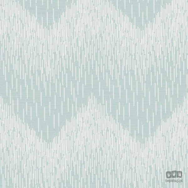 Niebieska tapeta papierowa w geometryczny wzór jodełka z brokatem 65410_outlet