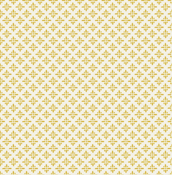 Biała tapeta w żółty wzór geometryczny 118578