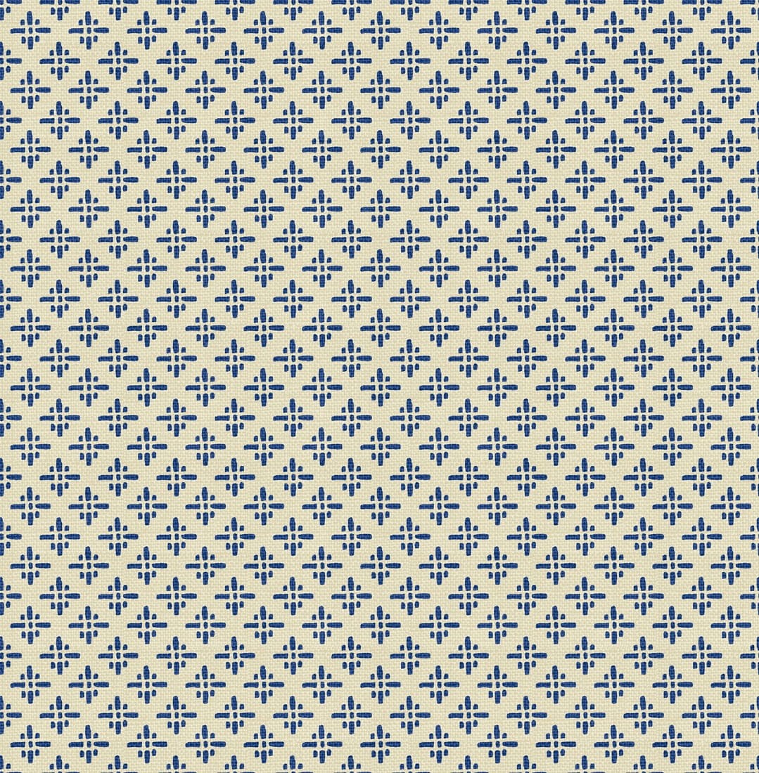 Kremowa tapeta w niebieski wzór geometryczny 118579
