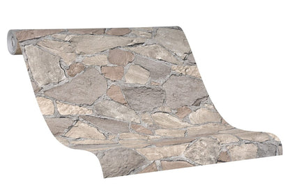 Tapeta winylowa w brązowy mur z kamienia 81908_outlet