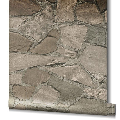 Tapeta winylowa w brązowy mur z kamienia 81908_outlet