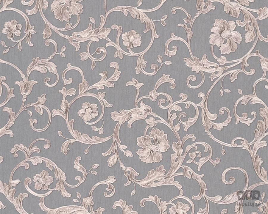 Różowo-złota tapeta z ornamentami w motyle 34326-5