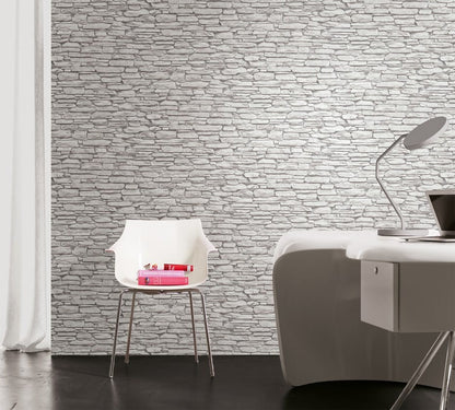 Szara tapeta winylowa z motywem kamienia 81901_outlet