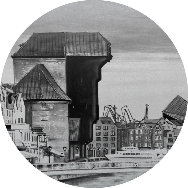Fototapeta w kształcie koła - Czarno-białe miasto TapetaKoloCrane
