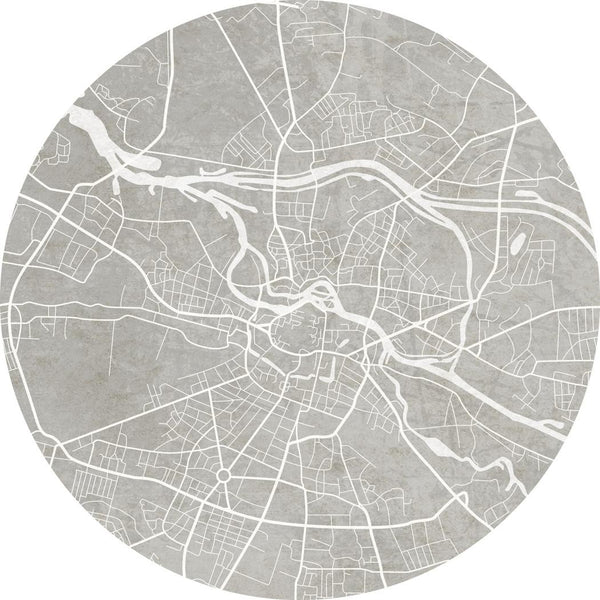 Fototapeta w kształcie koła - Mapa Wrocławia szara TapetaKoloBreslauGrey