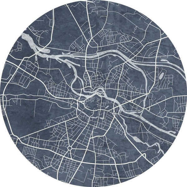 Fototapeta w kształcie koła - Mapa Wrocławia niebieska TapetaKoloBreslauBlue