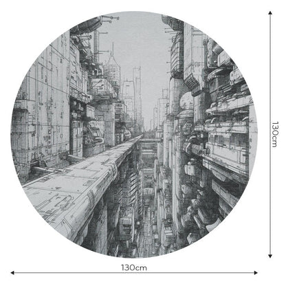 Fototapeta w kształcie koła - Cyber miasto TapetaKoloCyberCity