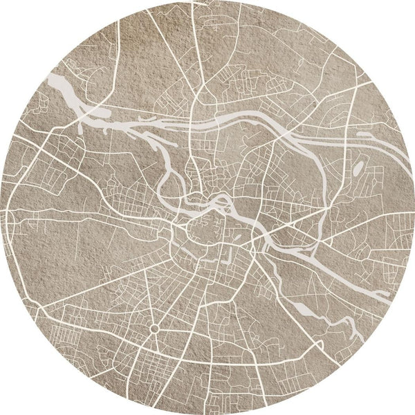 Fototapeta w kształcie koła - Mapa Wrocławia beżowa TapetaKoloBreslauBeige