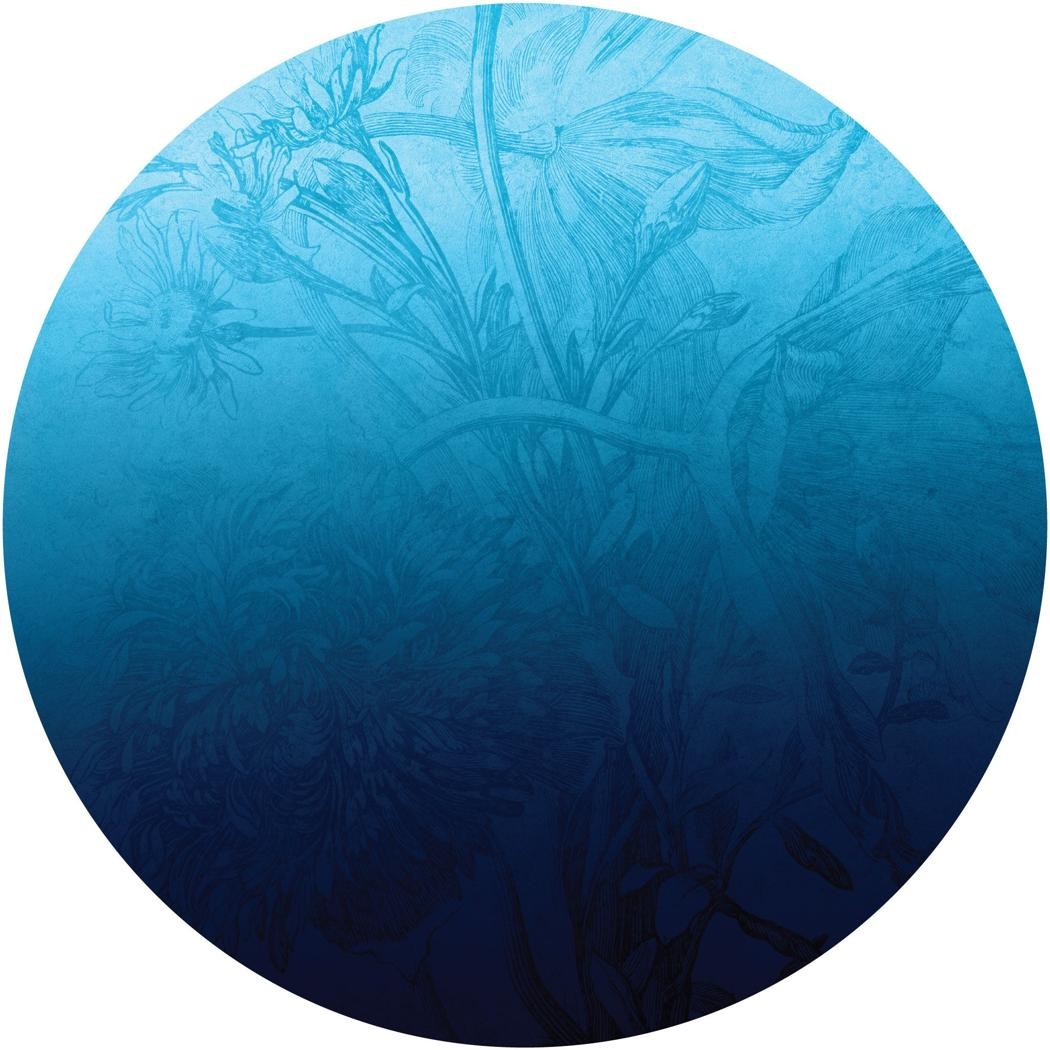 Fototapeta w kształcie koła - Niebieski motyw kwiatowy TapetaKoloBlueOmbreFlower