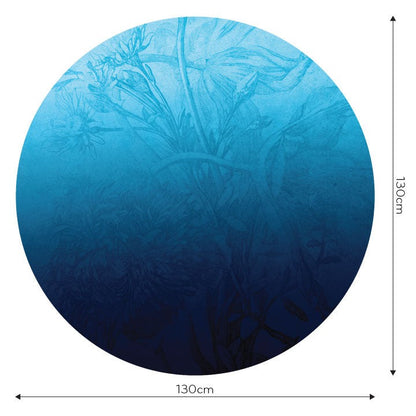 Fototapeta w kształcie koła - Niebieski motyw kwiatowy TapetaKoloBlueOmbreFlower