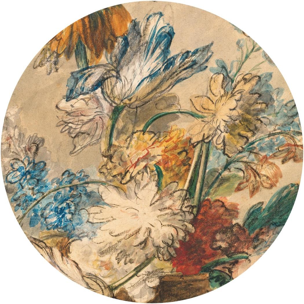Fototapeta w kształcie koła - Rysowane kwiaty TapetaKoloHoneyClassicFlower