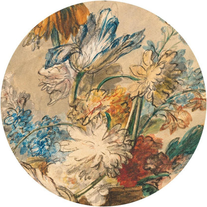 Fototapeta w kształcie koła - Rysowane kwiaty TapetaKoloHoneyClassicFlower