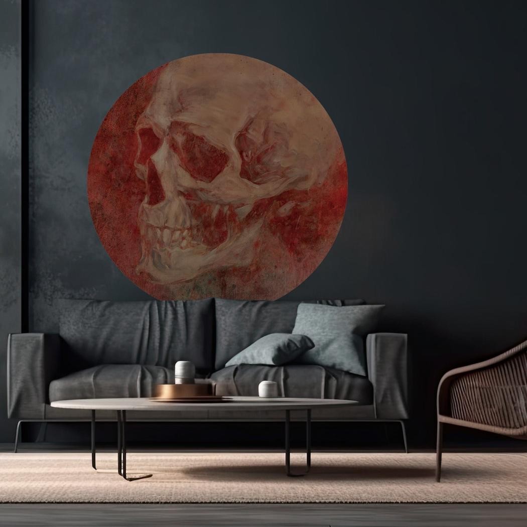 Fototapeta w kształcie koła - Pomarańczowa czaszka TapetaKoloGhost