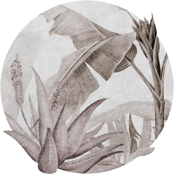 Fototapeta w kształcie koła - Beżowe liście TapetaKoloRainforestBeige