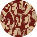 Fototapeta w kształcie koła - Abstrakcyjne twarze TapetaKoloFacesBurgundy