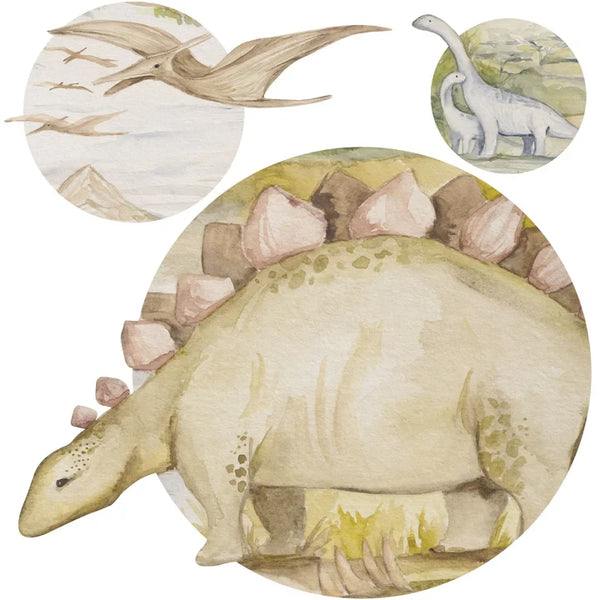 Fototapeta w kształcie koła - Malowane dinozaury TapetaKoloDinoStoryI