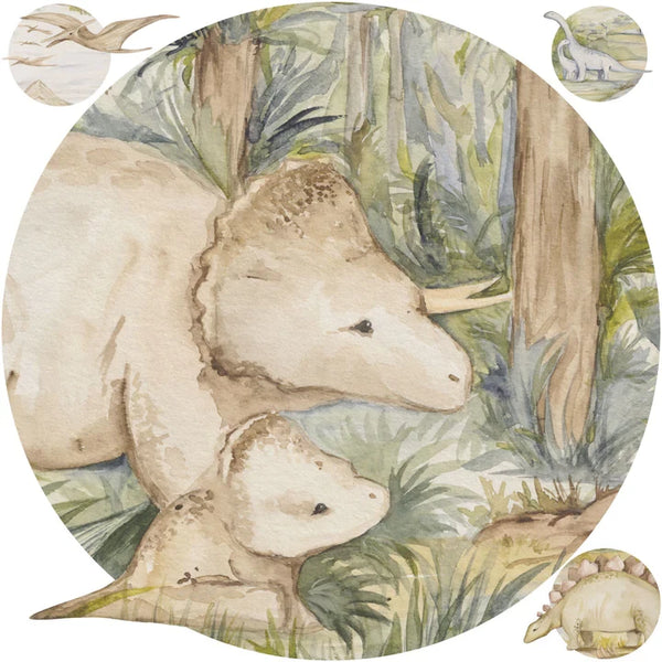 Fototapeta w kształcie koła - Malowane dinozaury TapetaKoloDinoStoryII