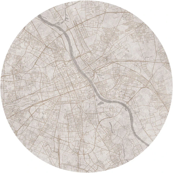 Fototapeta w kształcie koła - Mapa topograficzna Warszawy TapetaKoloVarsovia