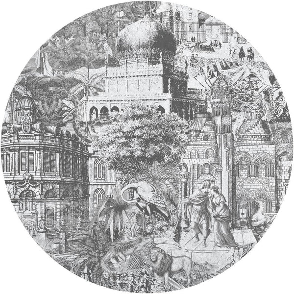 Fototapeta w kształcie koła - Szare miasteczko TapetaKoloGulliverGrey