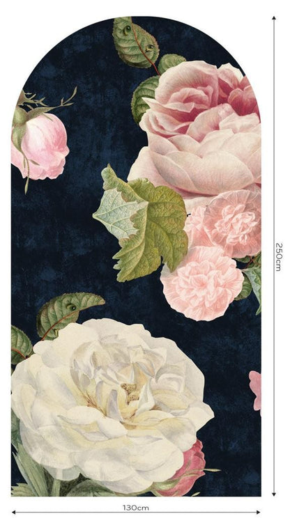 Fototapeta w kształcie łuku - Roses Dark Blue TapetaLukRosesDarkBlue