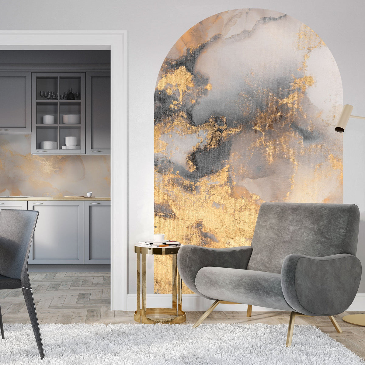 Fototapeta w kształcie łuku - Dolce Vita Grey&Gold TapetaLukDolceVitaGrey&Gold