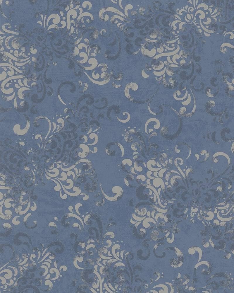 Niebieska tapeta na flizelinie w ornamenty z brokatem 58654_outlet