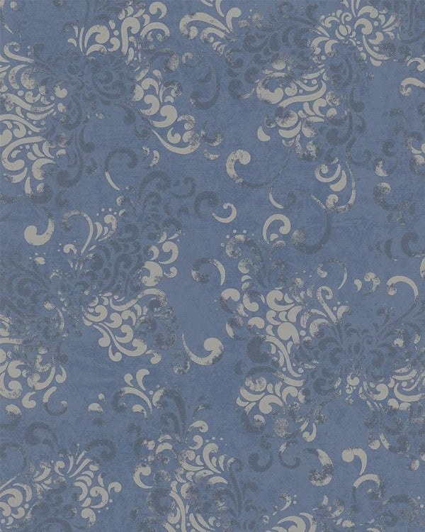 Niebieska tapeta na flizelinie w ornamenty z brokatem 58654_outlet