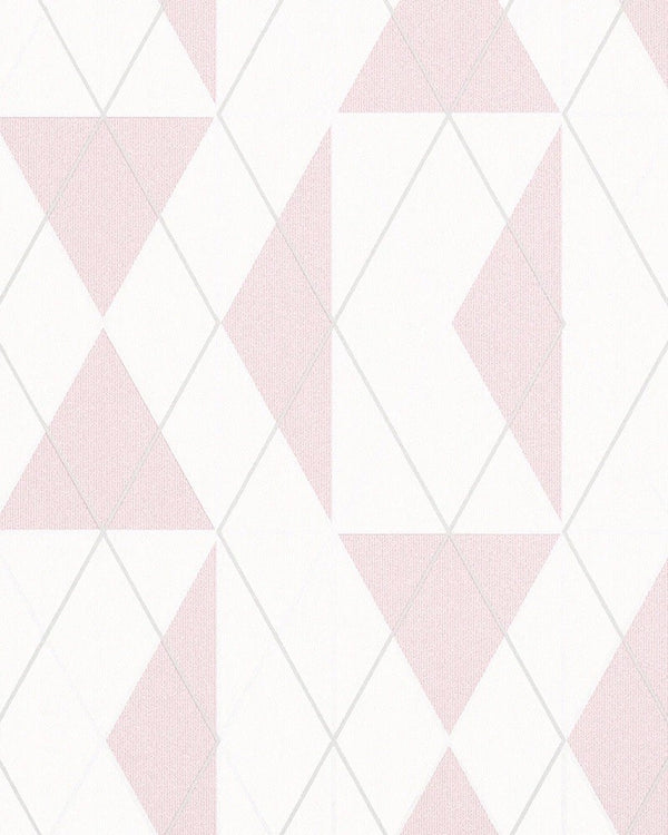 Geometryczna tapeta w biało-różowe trójkąty 6737-10_outlet