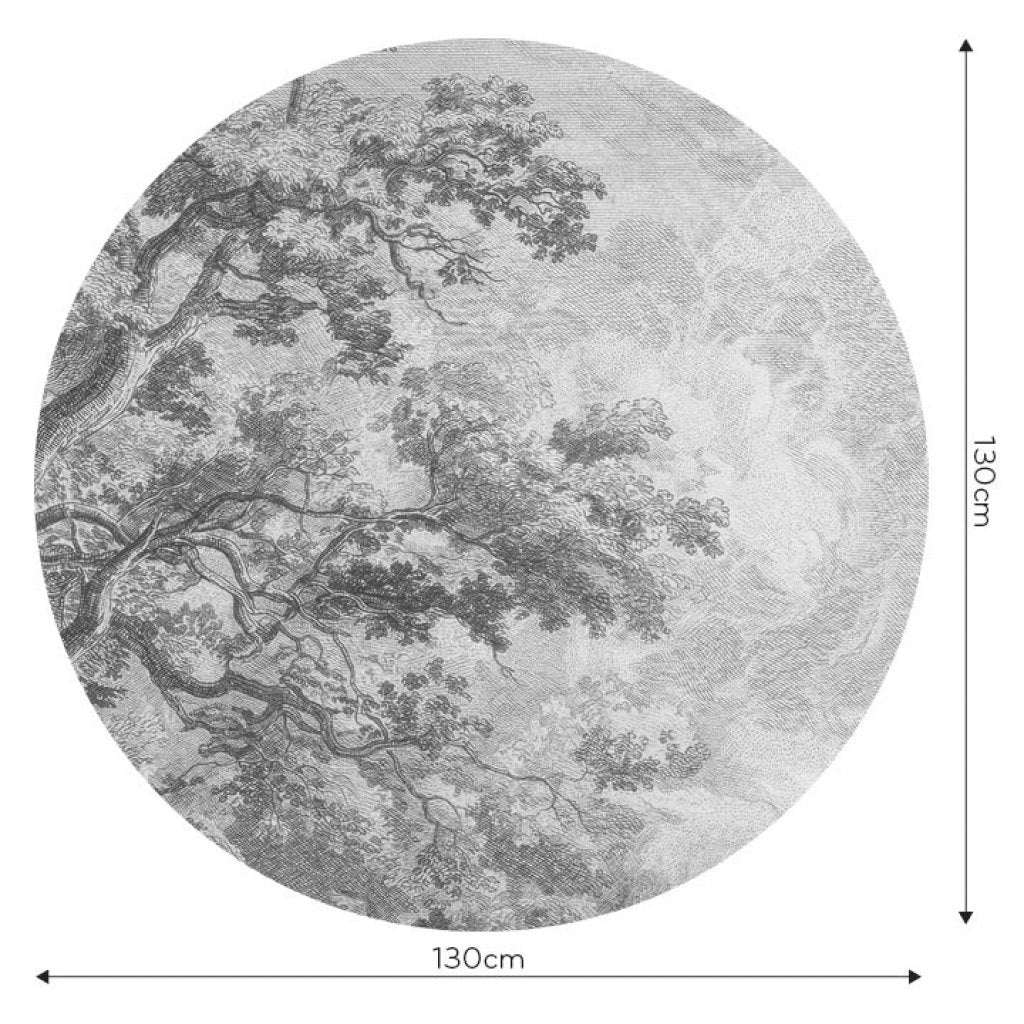 Fototapeta w kształcie koła - Szare gałęzie drzew TapetaKoloSanctuaryGrey