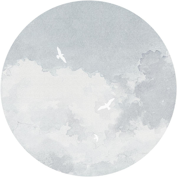 Fototapeta w kształcie koła - Ptaki latające po niebie TapetaKoloWhiteBirds