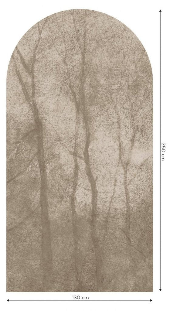 Fototapeta w kształcie łuku - Las w odcieniach beżu TapetaLukFoggyBeige