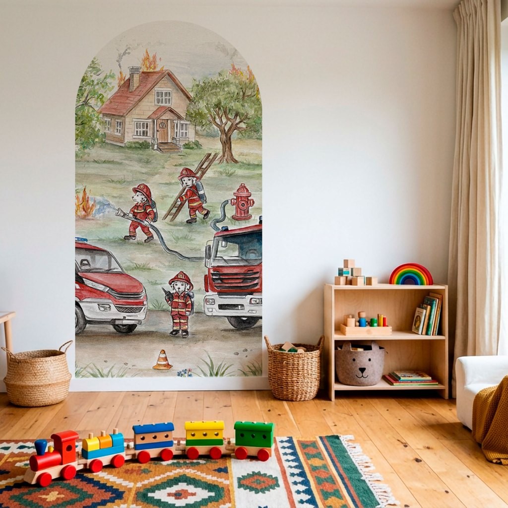 Fototapeta w kształcie łuku - Wozy strażackie TapetaLukRescue