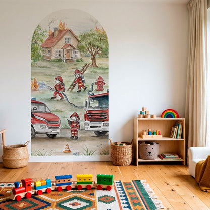 Fototapeta w kształcie łuku - Wozy strażackie TapetaLukRescue