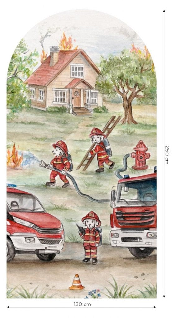 Fototapeta w kształcie łuku - Wozy strażackie TapetaLukRescue