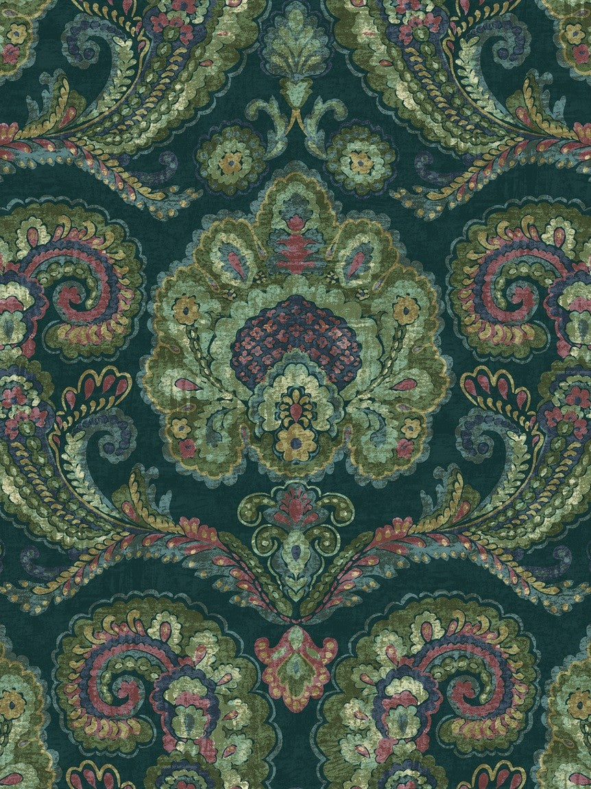 Niebieska tapeta na flizelinie z kwiatowym motywem paisley 143515